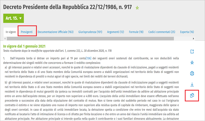 funzionalità confronta versioni